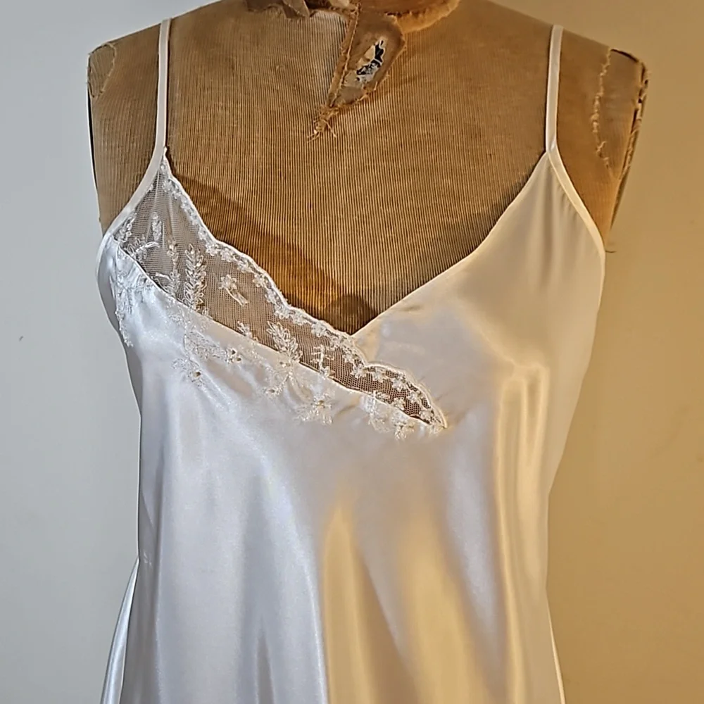 Vintage Long lacy beaded chemise by Valerie Stevens